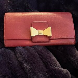 Authentic Chloé Bobbie Pink Bifold Wallet Gold Hardware